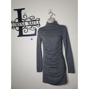Express Women’s Rutched Long Sleeve Turtleneck Bodycon Dress Size Small Strech